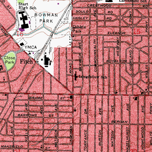 Topographic Map of Longfellow Elementary School, OH
