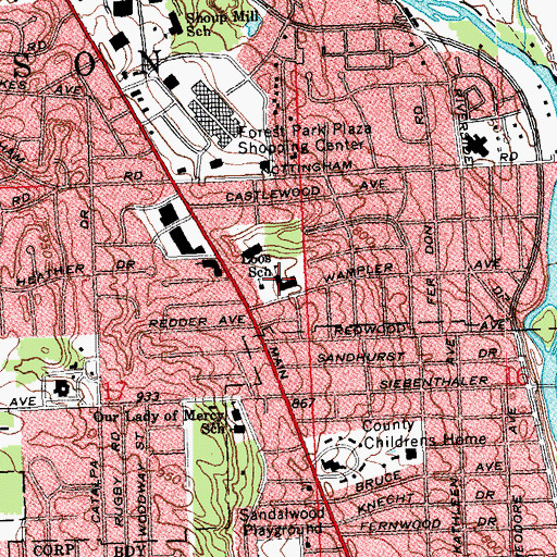 Topographic Map of Charles L Loos Elementary School for Environmental Science, OH