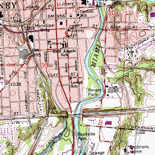 Topographic Map of Lowell Elementary School, OH