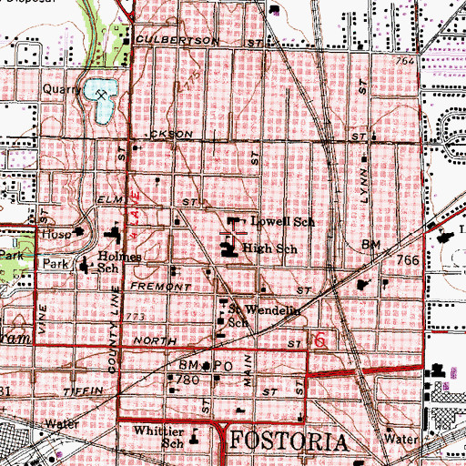 Topographic Map of Lowell Elementary School, OH