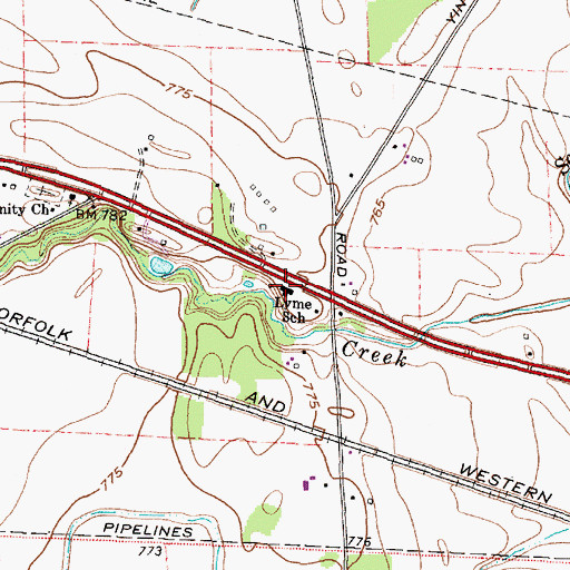Topographic Map of Lyme Elementary School, OH