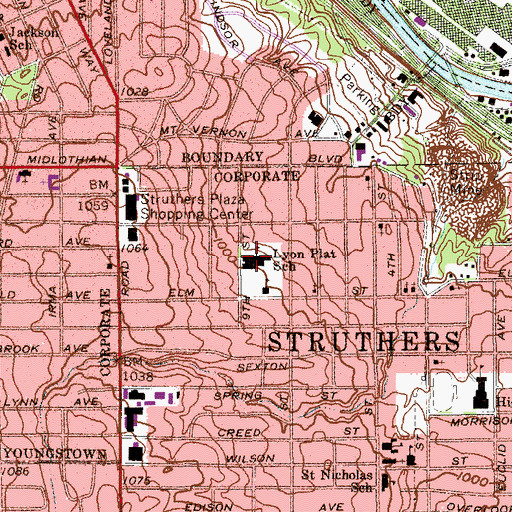 Topographic Map of Lyon Plat Elementary School, OH