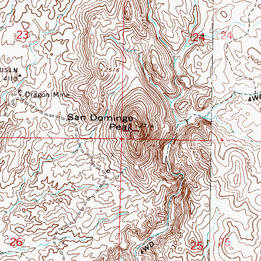 Topographic Map of San Domingo Peak, AZ