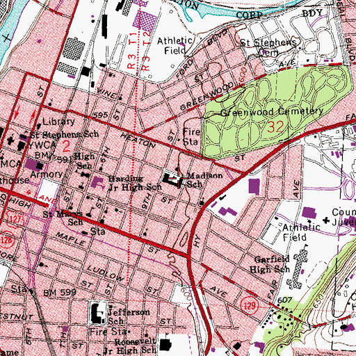 Topographic Map of Madison Elementary School, OH