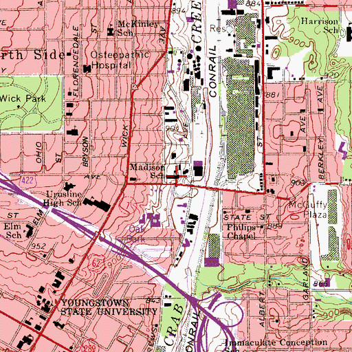 Topographic Map of Madison Elementary School, OH