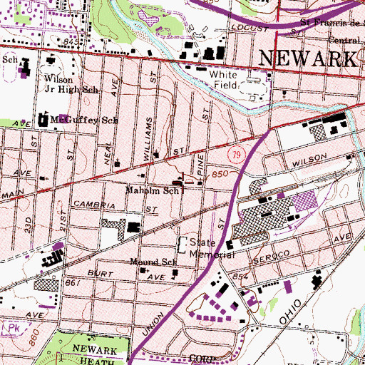Topographic Map of Maholm Elementary School, OH