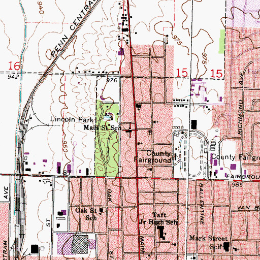 Topographic Map of North Main Street Elementary School, OH