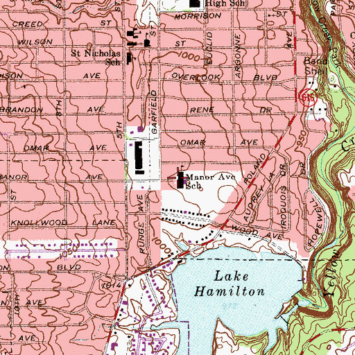 Topographic Map of Manor Avenue Elementary School, OH