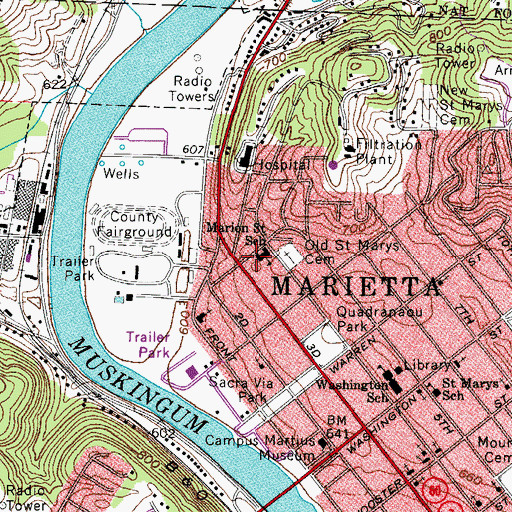 Topographic Map of Marion Elementary School, OH