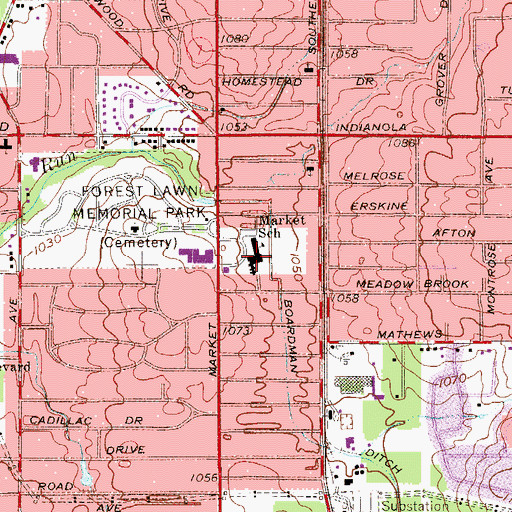 Topographic Map of Market Street Elementary School, OH