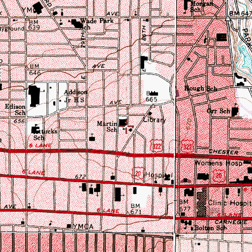 Topographic Map of Mary B Martin Elementary School, OH