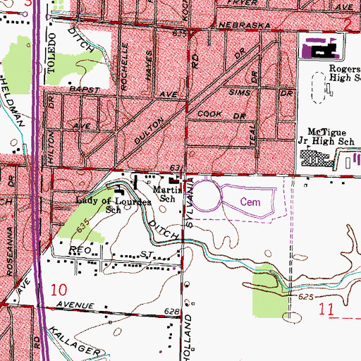 Topographic Map of Martin Elementary School, OH