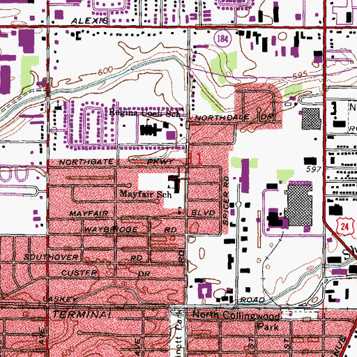 Topographic Map of Mayfair Preschool, OH