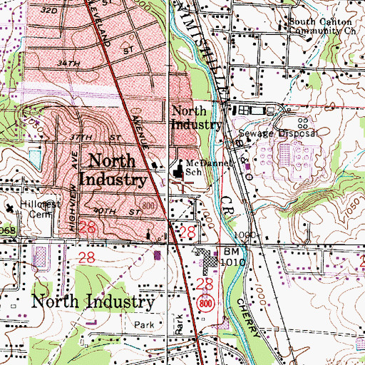 Topographic Map of Amos McDaniel Elementary School, OH
