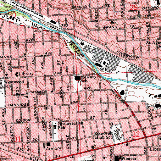 Topographic Map of McNary Park Elementary School, OH