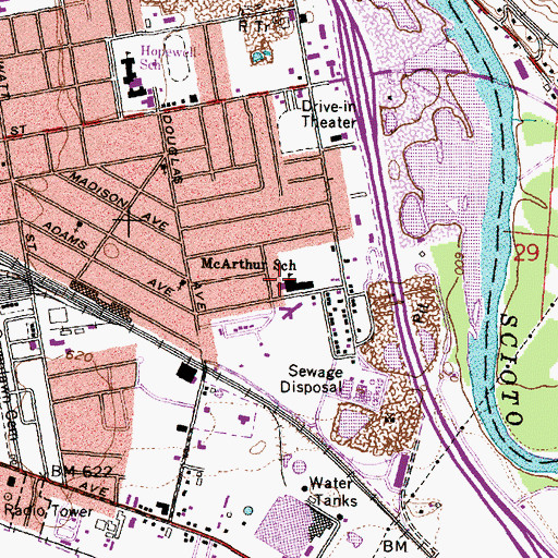 Topographic Map of McArthur Elementary School, OH