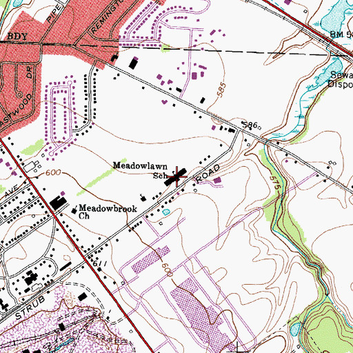 Topographic Map of Meadowlawn Intermediate School, OH