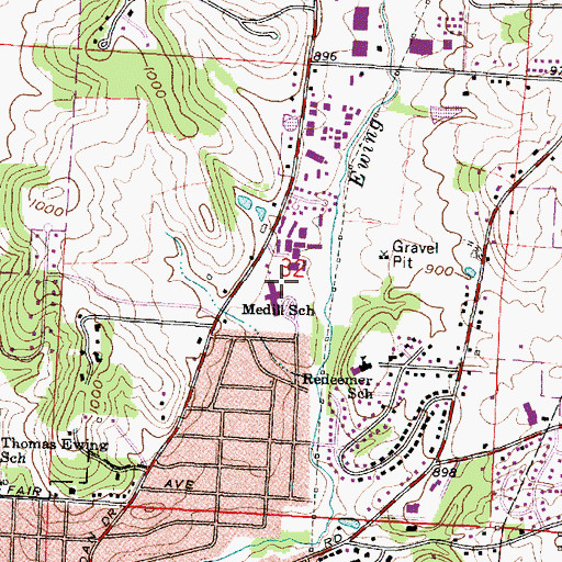 Topographic Map of Medill Elementary School, OH