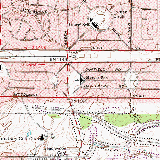 Topographic Map of Mercer Elementary School, OH