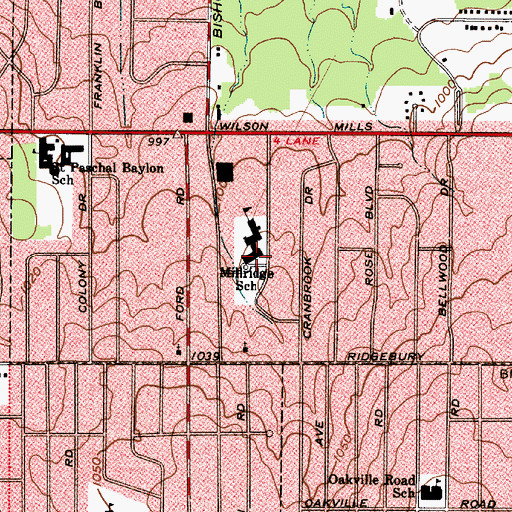 Topographic Map of Millridge Elementary School, OH