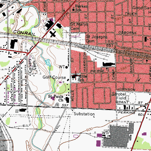 Topographic Map of Mills Elementary School, OH