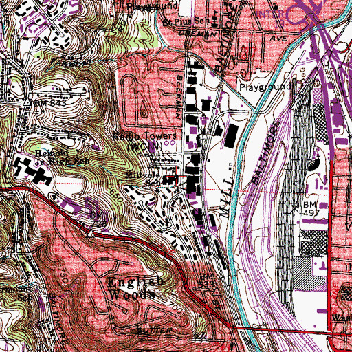 Topographic Map of Millvale Elementary School, OH