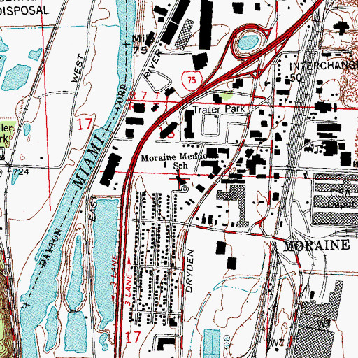 Topographic Map of Moraine Meadows Elementary School, OH