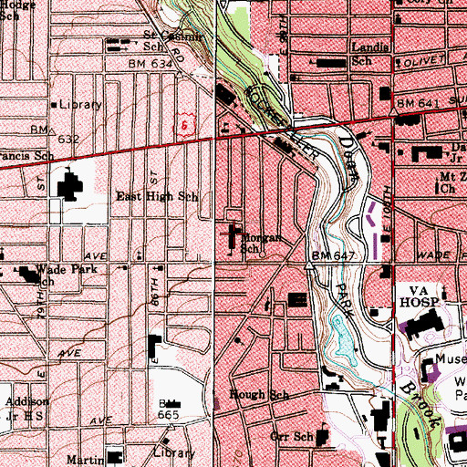 Topographic Map of Daniel Morgan Elementary School, OH