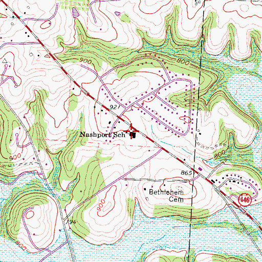 Topographic Map of Nashport Elementary School, OH
