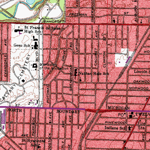 Topographic Map of Nathan Hale Elementary School, OH
