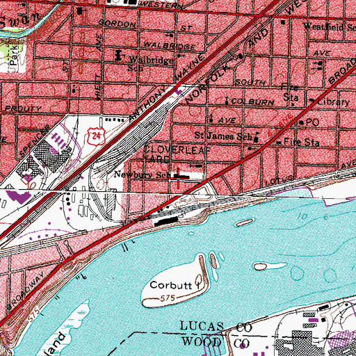Topographic Map of Newbury Elementary School, OH