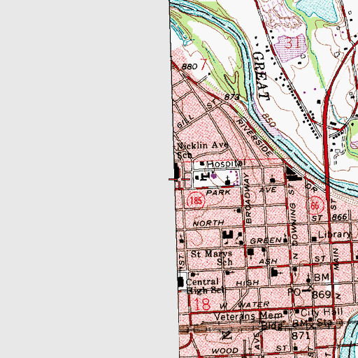 Topographic Map of Nicklin Avenue Elementary School, OH