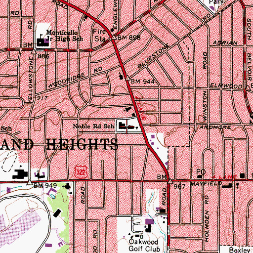 Topographic Map of Noble Elementary School, OH