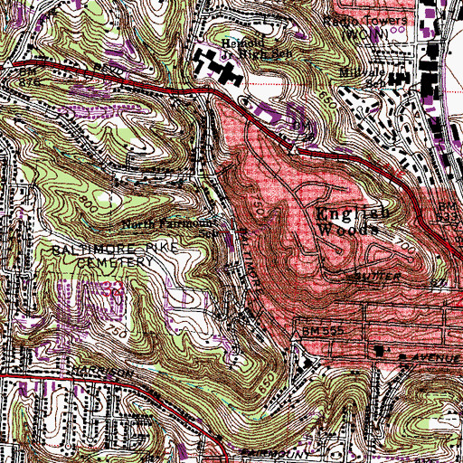 Topographic Map of North Fairmount Elementary School, OH