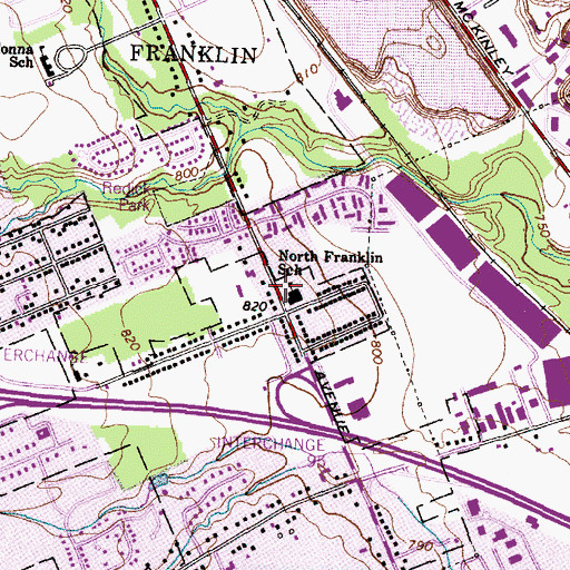 Topographic Map of North Franklin Elementary School, OH
