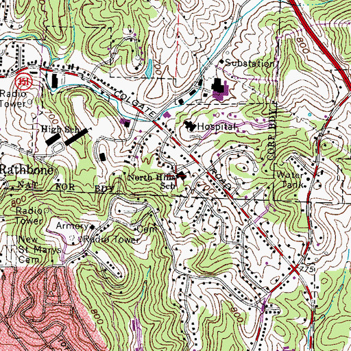 Topographic Map of North Hills Elementary School, OH