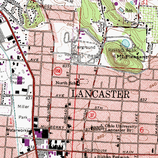 Topographic Map of North Elementary School, OH