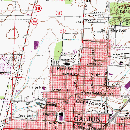 Topographic Map of North Elementary School, OH