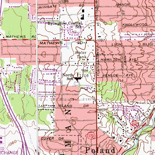 Topographic Map of North Elementary School, OH