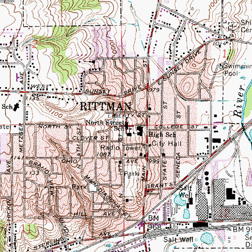 Topographic Map of North Street Elementary School, OH