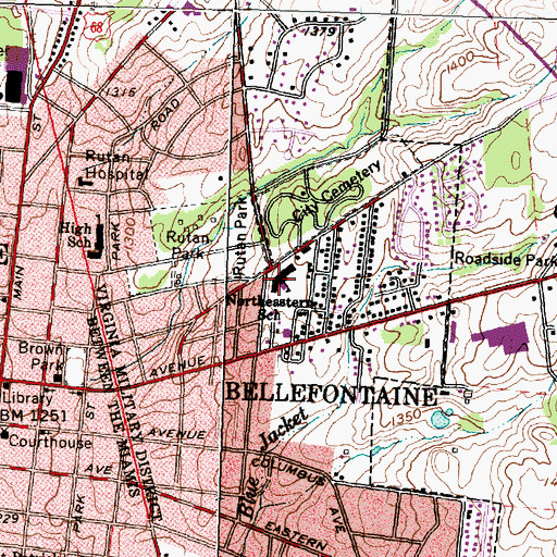 Topographic Map of Northeastern Elementary School, OH