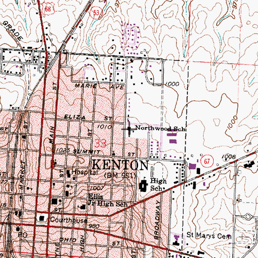 Topographic Map of Northwood Elementary School, OH