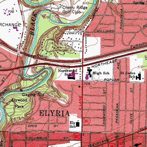 Topographic Map of Northwood Middle School, OH