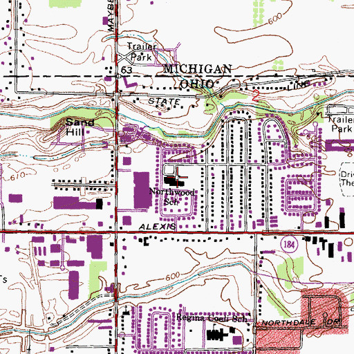 Topographic Map of Greenwood Elementary School, OH