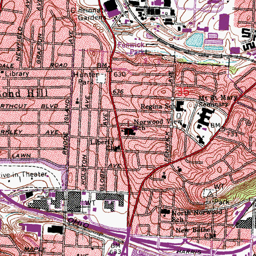 Topographic Map of Norwood View Elementary School, OH