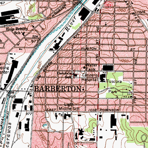 Topographic Map of Oakdale Elementary School, OH
