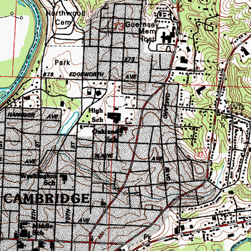 Topographic Map of Oakland Elementary School, OH
