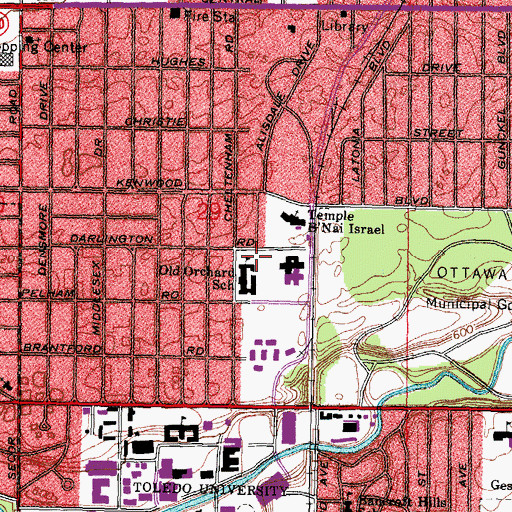 Topographic Map of Old Orchard Elementary School, OH