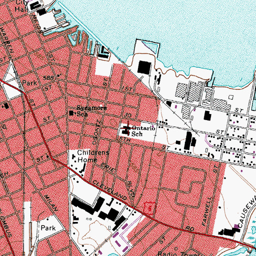 Topographic Map of Ontario Elementary School, OH
