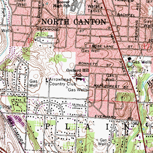 Topographic Map of Orchard Hill Elementary School, OH
